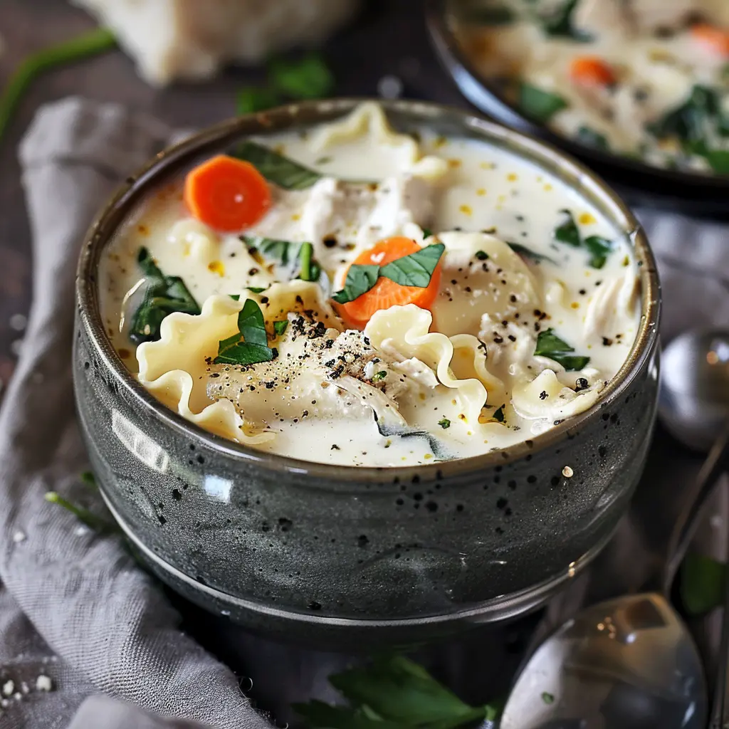 White Chicken Lasagna Soup